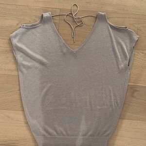 ❄️❄️Gold & Shimmer off/cold Shoulder Blouse in Shimmering Taupe (M)